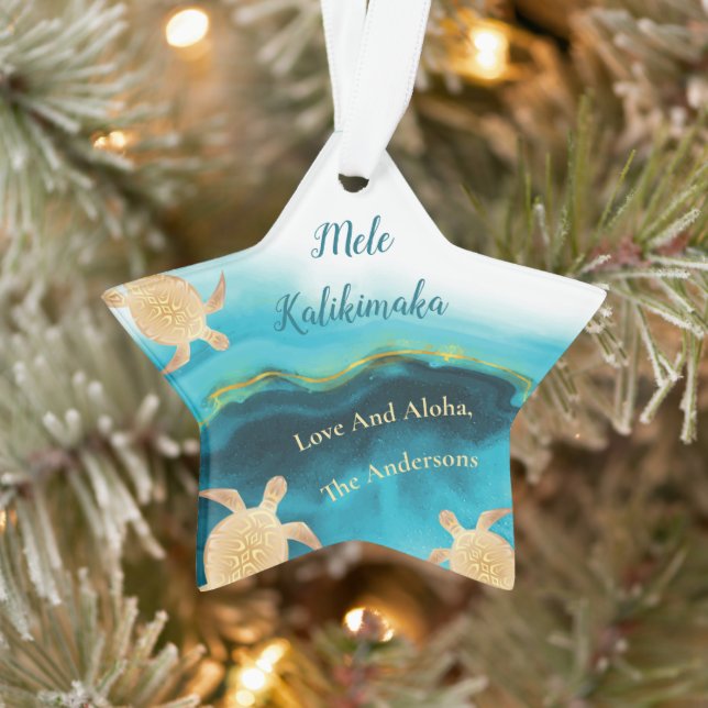 Gold Turtles |  Mele Kalikimaka Hawaiian Christmas Ornament (Tree)