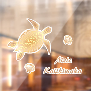 Gold Turtles Mele Kalikimaka  Window Cling