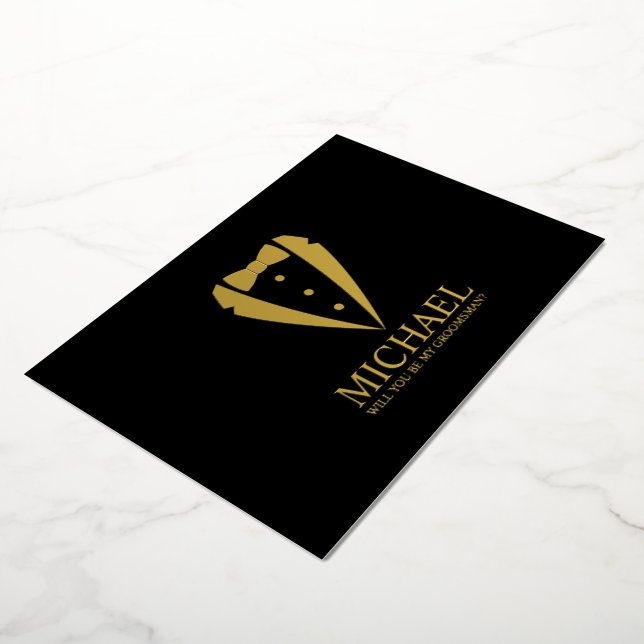 Gold Tuxedo Suit Personalised Groomsman Proposal (Rotated)