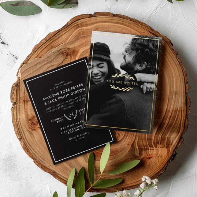 Gold Twigs Black You Are Invited Photo Wedding  (Creator Uploaded)