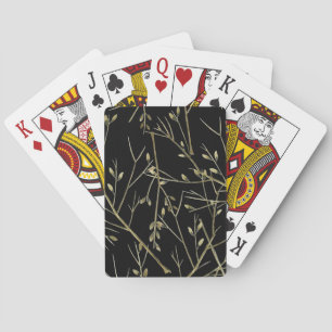 Gold Twigs on Black Playing Cards