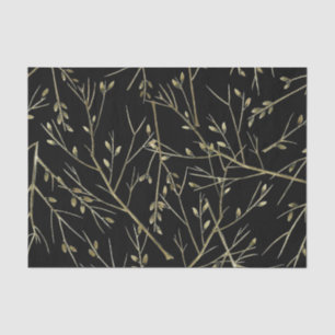 Gold Twigs on Black Tissue Paper