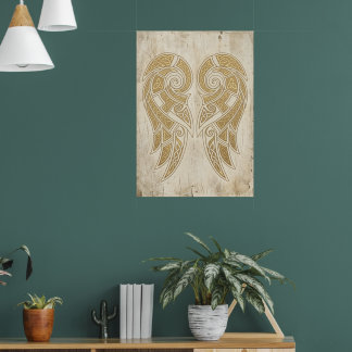 Gold Twin Angel Wings Sacred Art Spiritual Wall Po Poster