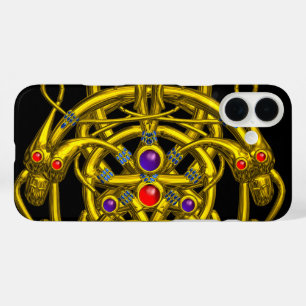 GOLD TWIN DRAGONS Fantasy Black iPhone 16 Plus Case