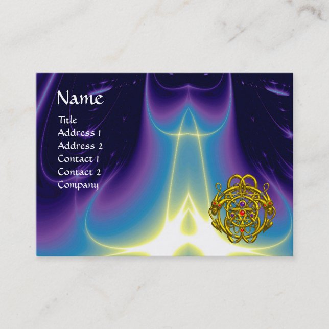 GOLD TWIN DRAGONS /Purple Blue Light Waves Business Card (Front)