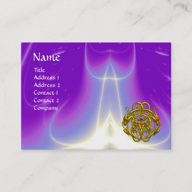 GOLD TWIN DRAGONS / Purple Light Waves Business Card (Front)