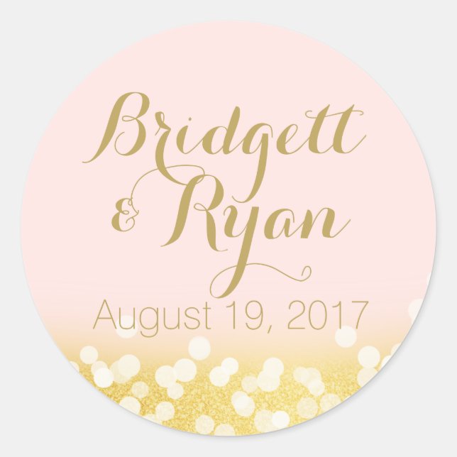 Gold Twinkle Lights Changeable Colour Classic Round Sticker (Front)