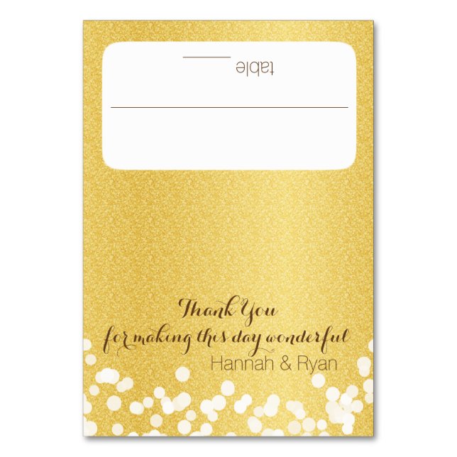 Gold Twinkle Lights Design Table Number (Front)