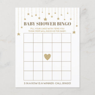 Gold Twinkle Little Star Baby Shower Bingo Game