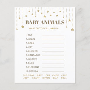 Gold Twinkle Little Star Shower Baby Animals Game