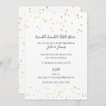 Gold Twinkle Little Stars Baby Shower Invitations