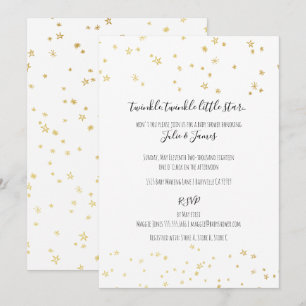 Gold Twinkle Little Stars Baby Shower Invitations