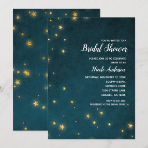 Gold Twinkle Stars Celestial Sky Bridal Shower Invitation