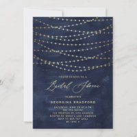 Gold Twinkle String Lights Navy Blue Bridal Shower