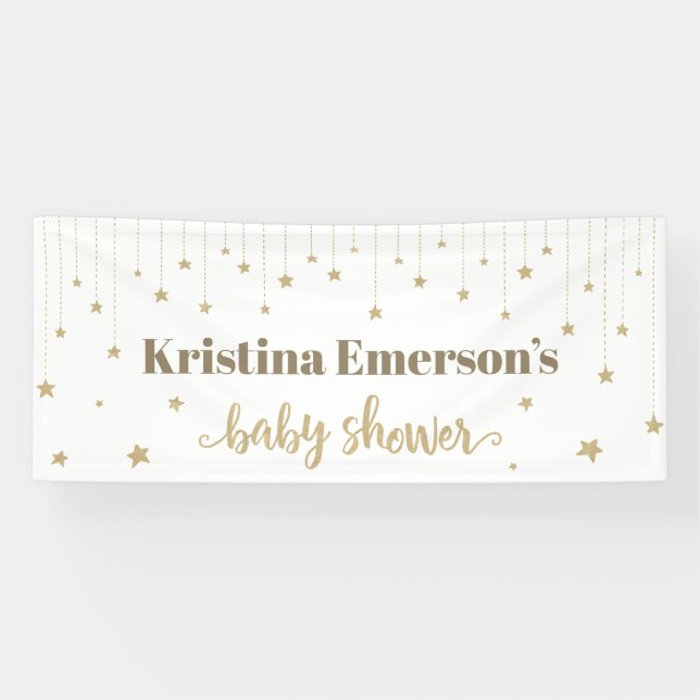 Gold Twinkle Twinkle Little Star Baby Shower Banner (Horizontal)