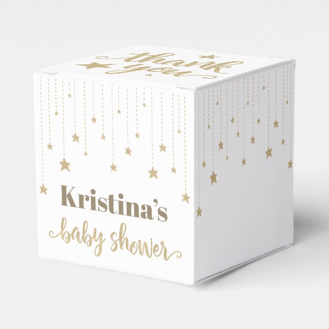Gold Twinkle Twinkle Little Star Baby Shower Favour Box (Front Side)