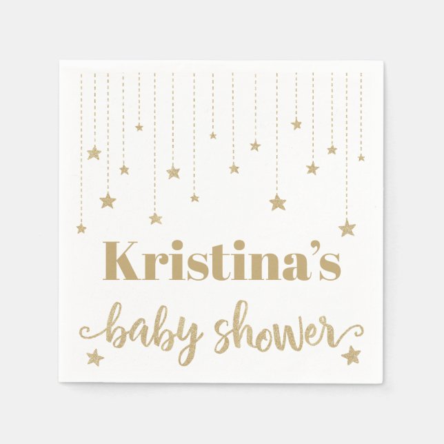 Gold Twinkle Twinkle Little Star Baby Shower Napkin (Front)