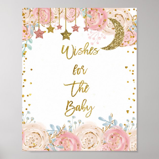 Gold twinkle twinkle star  Wishes for Baby Sign (Front)