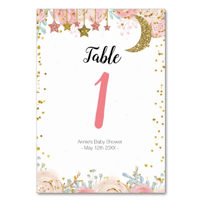 Gold twinkle twinkle Table Number (Front)