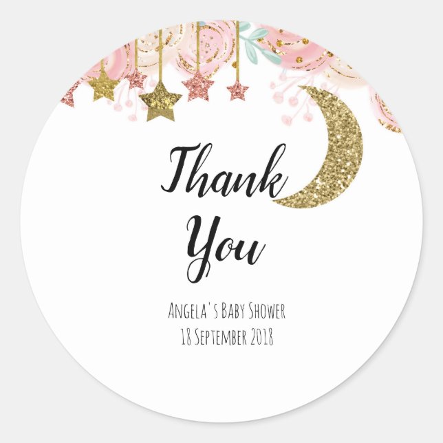 Gold twinkle twinkle Thank You Sticker (Front)