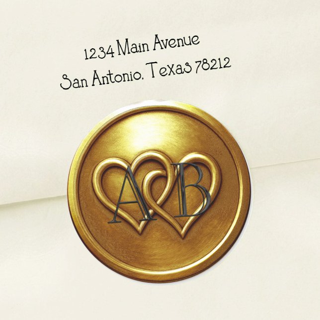 Gold Two Hearts Intertwined Wedding Classic Round Sticker (Creator Uploaded)