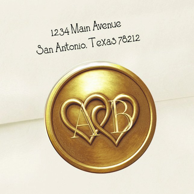 Gold Two Hearts Intertwined Wedding  Classic Round Sticker (Creator Uploaded)