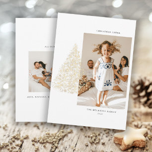Gold Two Photo Family Christmas 2021 Holiday Card