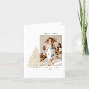 Gold Two-Picture Photo Christmas Cheer Holiday Card