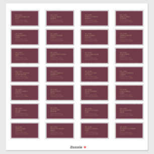 Gold Type Deco   Burgundy Guest Address Label