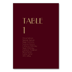 Gold Type Deco   Burgundy Table Number Guests