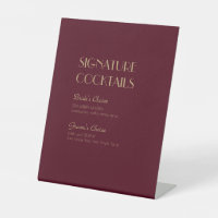 Gold Type Deco | Burgundy Wedding Cocktail Menu