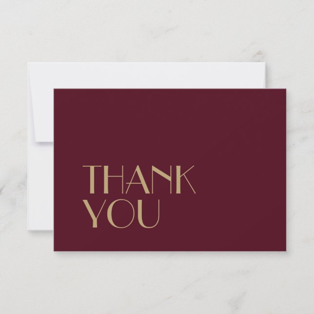 Gold Type Deco | Burgundy Wedding Flat Thank You (Front)