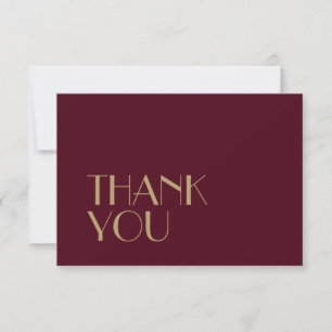 Gold Type Deco   Burgundy Wedding Flat Thank You
