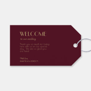 Gold Type Deco   Burgundy Wedding Gift Tags