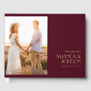 Gold Type Deco   Burgundy Wedding Photo Guest Book