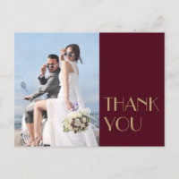 Gold Type Deco | Burgundy Wedding Photo Thank You