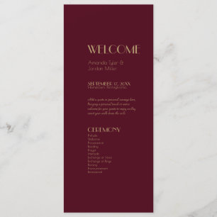 Gold Type Deco   Burgundy Wedding Program Programme