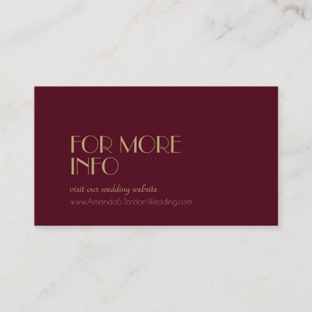 Gold Type Deco | Burgundy Wedding Website Enclosure Card (Front)