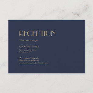 Gold Type Deco   Dark Navy Reception Details Enclosure Card