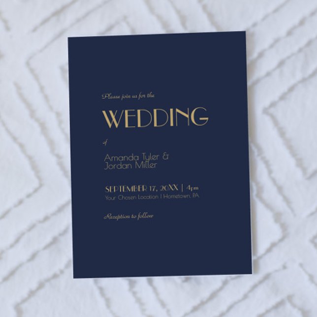 Gold Type Deco | Dark Navy Wedding Invitation (Creator Uploaded)