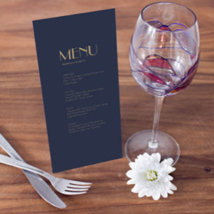Gold Type Deco Dark Navy Wedding Menu