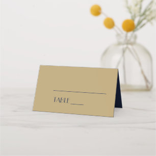 Gold Type Deco   Dark Navy Wedding Place Card Tent