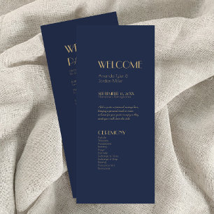 Gold Type Deco   Dark Navy Wedding Program Programme