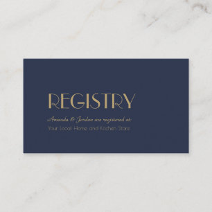 Gold Type Deco   Dark Navy Wedding Registry Enclosure Card
