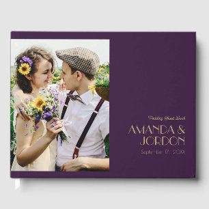 Gold Type Deco   Dark Purple Photo Guest Book