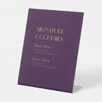 Gold Type Deco | Dark Purple Wedding Cocktail Menu