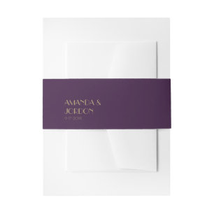 Gold Type Deco Dark Purple Wedding Invitation Belly Band
