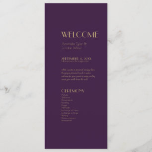 Gold Type Deco   Dark Purple Wedding Program Programme