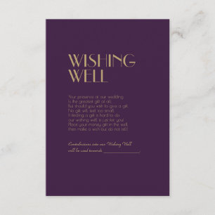 Gold Type Deco   Dark Purple Wedding Wishing Well Enclosure Card