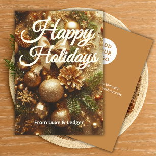 Gold Type Holiday Card   Add Logo & Greeting
